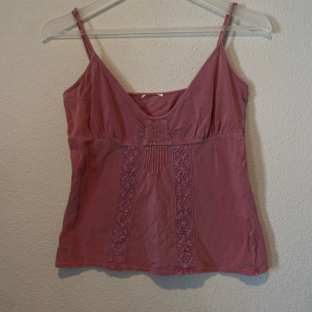 Compocision Pink Y2K Cami Tank Top‎ Medium Embellished Boho Retro
